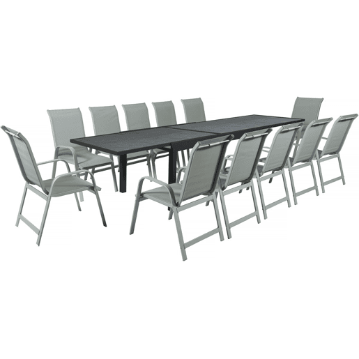Conjunto de jantar de jardim Lagos - 200320 x 105 x 76 cm - 12 cadeiras - Cinza claro