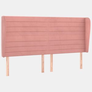 vidaXL Cabeceira cama c abas veludo 203x23x118128 cm rosa