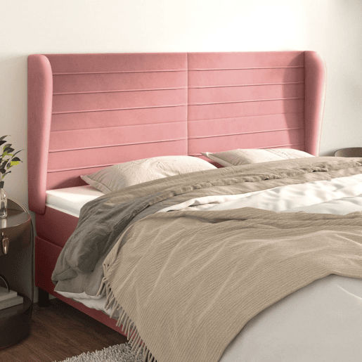 vidaXL Cabeceira cama c abas veludo 203x23x118128 cm rosa vidaXL Cabeceira cama c abas veludo 203x23x118128 cm rosa