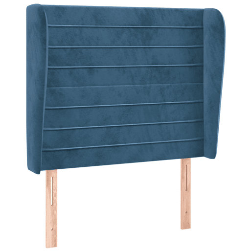 vidaXL Cabeceira cama c abas veludo 103x23x118128 cm azul-escuro