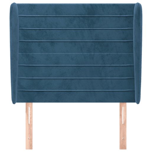 vidaXL Cabeceira cama c abas veludo 103x23x118128 cm azul-escuro