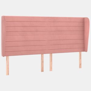 vidaXL Cabeceira cama c abas veludo 163x23x118128 cm rosa