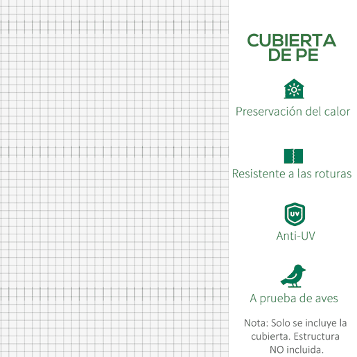 Outsunny Cobertura de Estufa de Túnel 6x3x2m Cobertura de Substituição de Estufa Polietileno com 12 Janelas e Portas Enroláveis Proteção de Plantas para Jardim Verde