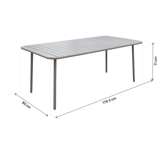 Mesa de jardim em metal Bilbau - 180 x 90 x 71 cm - Taupe