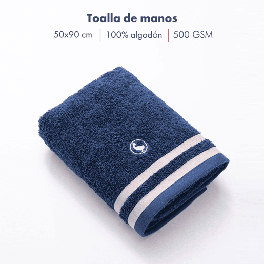 Conjunto de 2 toalhas 50x90cm e 2 toalhas 70x140cm Algodão 500GSM Off-white e Azul Marinho El Ganso