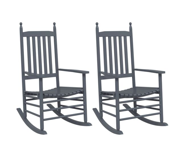 Vidaxl mecedoras con asiento curvo 2 uds madera álamo maciza gris