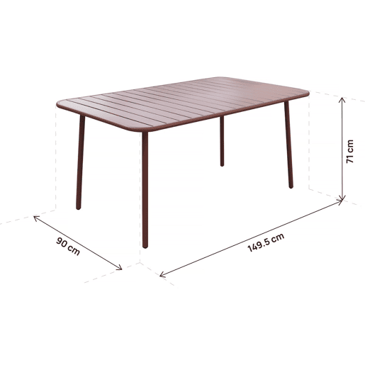 Mesa de jardim em metal Bilbao - 150 x 90 x 71 cm - Terracota