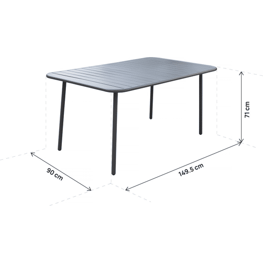 Mesa de jardim em metal Bilbau - 150 x 90 x 71 cm - Cinza