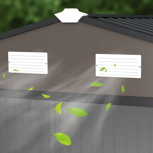 Outsunny Abrigo de Jardim Exterior Abrigo e Jardim Metálico para Armazenamento de Ferramentas com Base Incluída e 4 Janelas 277x195x192 cm Madeira Outsunny Abrigo de Jardim Exterior Abrigo e Jardim Metálico para Armazenamento de Ferramentas com Base Incluída e 4 Janelas 277x195x192 cm Madeira