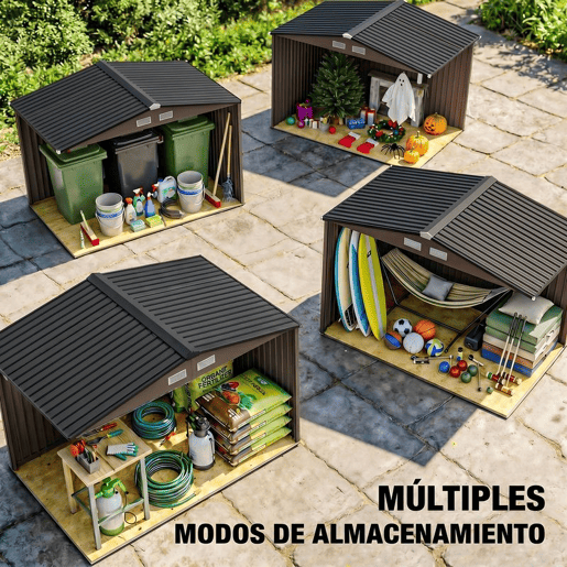 Outsunny Abrigo de Jardim Exterior Abrigo e Jardim Metálico para Armazenamento de Ferramentas com Base Incluída e 4 Janelas 277x195x192 cm Madeira Outsunny Abrigo de Jardim Exterior Abrigo e Jardim Metálico para Armazenamento de Ferramentas com Base Incluída e 4 Janelas 277x195x192 cm Madeira
