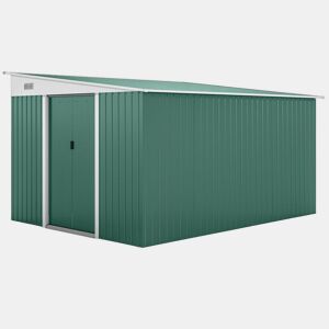 Outsunny Abrigo de Jardim 280x345x201 cm 8,9 m² Abrigo de Exterior de Aço para Armazenamento de Ferramentas com Portas e 2 Janelas Verde