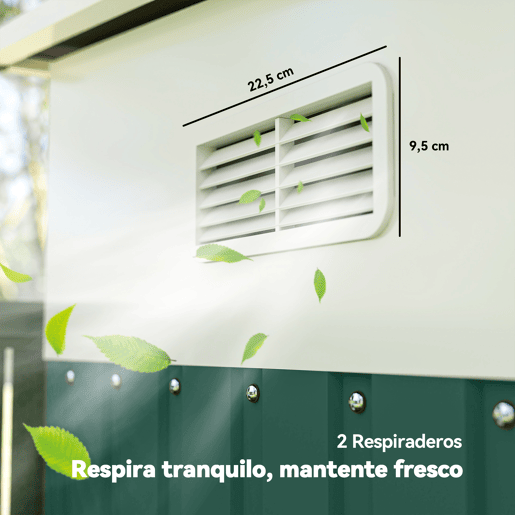 Outsunny Abrigo de Jardim 280x345x201 cm 8,9 m² Abrigo de Exterior de Aço para Armazenamento de Ferramentas com Portas e 2 Janelas Verde