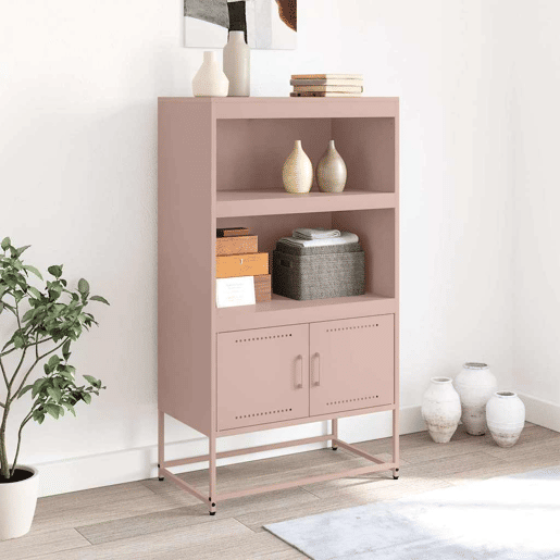 vidaXL Aparador alto 68,5x38,5x123,5 cm aço rosa