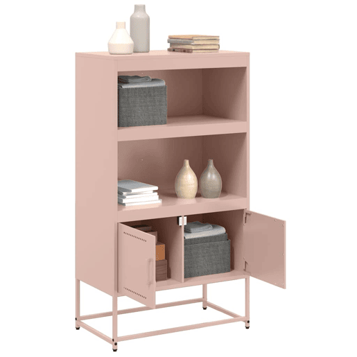 vidaXL Aparador alto 68,5x38,5x123,5 cm aço rosa