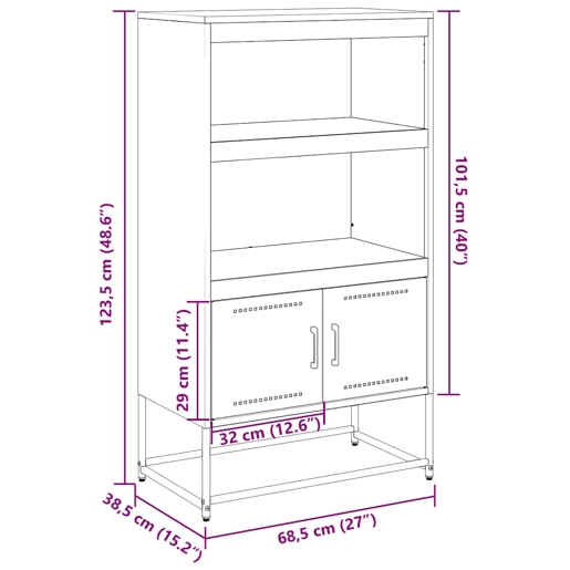 vidaXL Aparador alto 68,5x38,5x123,5 cm aço rosa