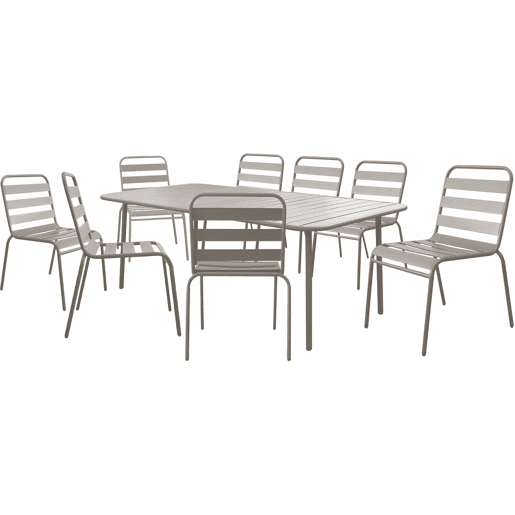 Conjunto de jantar de jardim em metal Bilbau - 8 lugares - Taupe