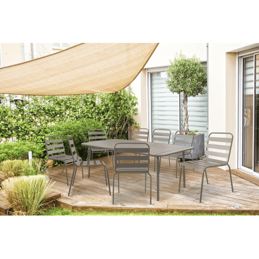 Conjunto de jantar de jardim em metal Bilbau - 8 lugares - Taupe
