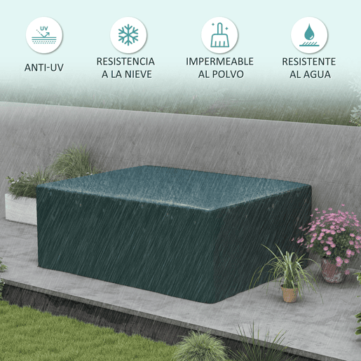 Outsunny Capa Protetora para Móveis Retangular Cobertura de Móveis para Jardim Impermeável Anti-UV Antipó para Terraço Varanda 235x190x90 cm Verde