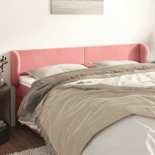 vidaXL Cabeceira de cama c abas veludo 183x23x7888 cm rosa vidaXL Cabeceira de cama c abas veludo 183x23x7888 cm rosa