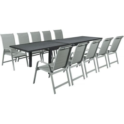 Conjunto de jantar de jardim Lagos - 200320 x 105 x 76 cm - 10 cadeiras - Cinza claro