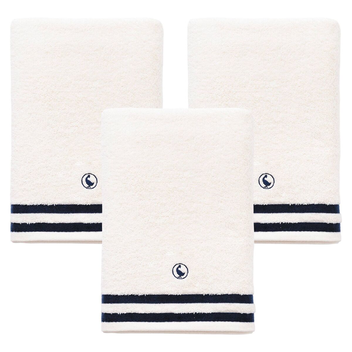Set de 3 toallas de en  blanco crudo 70x140cm algodón 500gsm el ganso