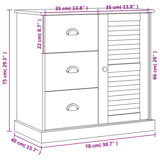 vidaXL Aparador com gavetas VIGO 78x40x75 cm madeira de pinho maciça vidaXL Aparador com gavetas VIGO 78x40x75 cm madeira de pinho maciça