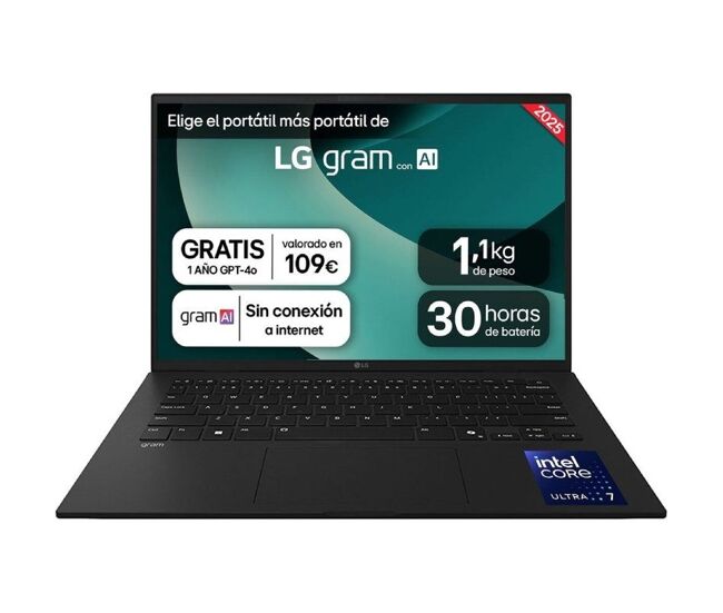 Laptop lg 14zd90t-g.ax78b 14" intel core ultra 7 16 gb ram 1 tb ssd qwerty español