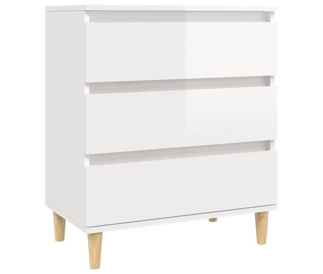 Vidaxl aparador de madera contrachapada blanco brillante 60x35x70 cm