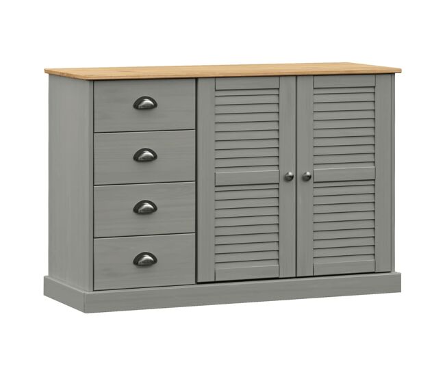 Vidaxl aparador con cajones vigo madera maciza pino gris 113x40x75 cm
