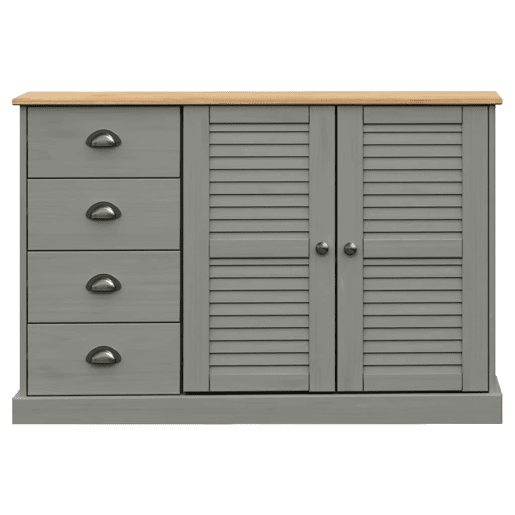 vidaXL Aparador com gavetas VIGO 113x40x75 cm pinho maciço cinzento