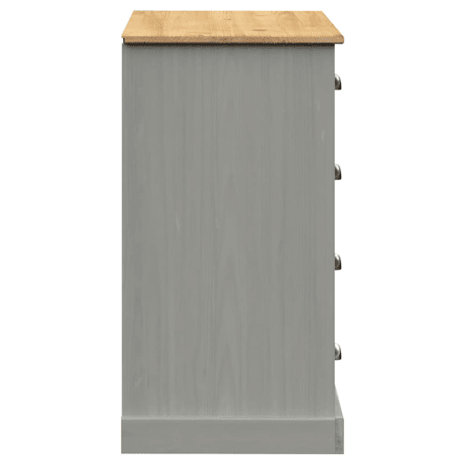 vidaXL Aparador com gavetas VIGO 113x40x75 cm pinho maciço cinzento