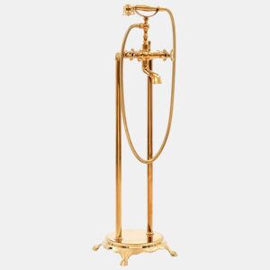 vidaXL Torneira de pé para banheira aço inoxidável 99,5 cm dourado