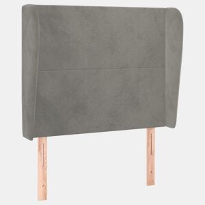 vidaXL Cabeceira cama c abas veludo 103x23x118128 cm cinzento-claro