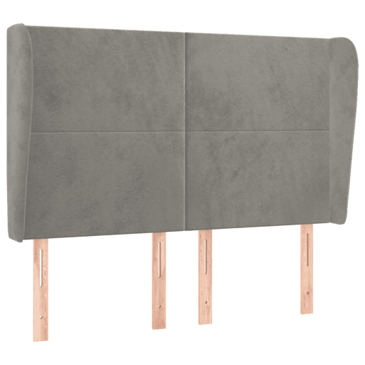 vidaXL Cabeceira de cama c abas veludo 147x23x118128cm cinza-claro