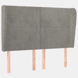 vidaXL Cabeceira de cama c abas veludo 147x23x118128cm cinza-claro