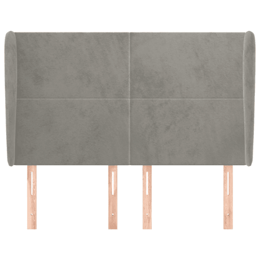 vidaXL Cabeceira de cama c abas veludo 147x23x118128cm cinza-claro