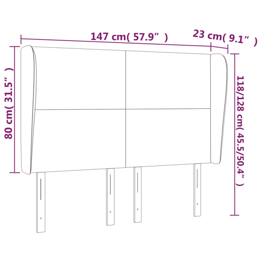 vidaXL Cabeceira de cama c abas veludo 147x23x118128cm cinza-claro