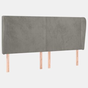 vidaXL Cabeceira cama c abas veludo 183x23x118128 cm cinzento-claro