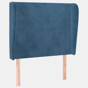 vidaXL Cabeceira cama c abas veludo 103x23x118128 cm azul-escuro