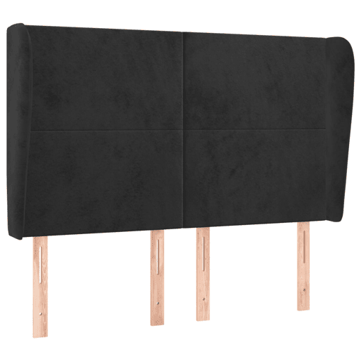vidaXL Cabeceira de cama c abas veludo 147x23x118128 cm preto