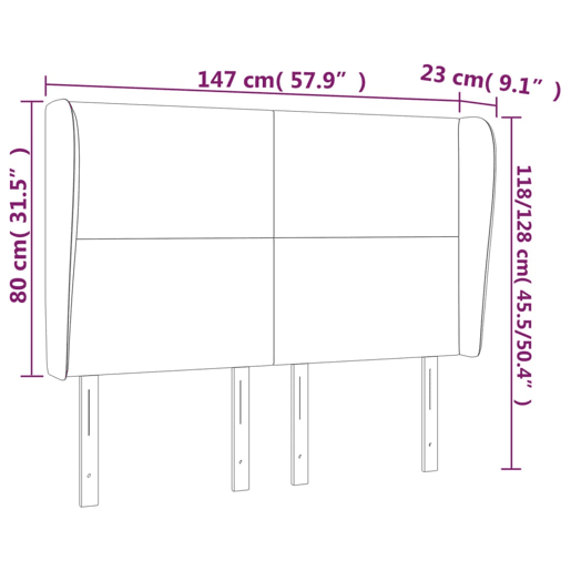 vidaXL Cabeceira de cama c abas veludo 147x23x118128 cm preto