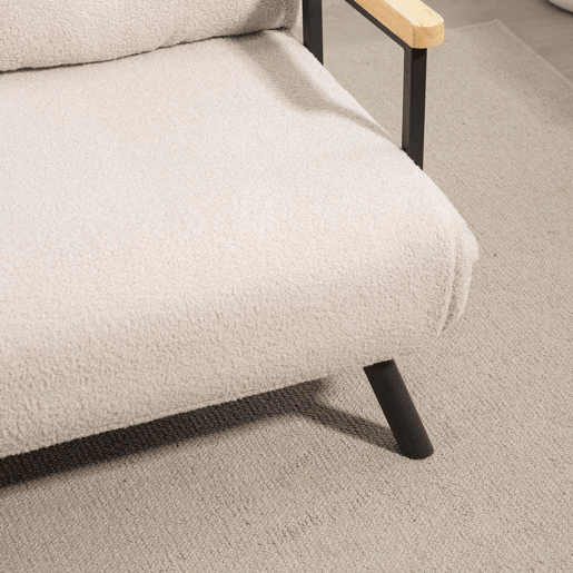HOMCOM Sofá Cama Convertível em Cama de 2 Lugares Dobrável com Encosto Ajustável em 5 Níveis e 2 Almofadas Acolchoadas 102x73x81 cm Bege Creme