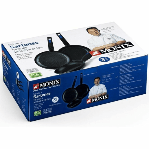 Conjunto de Frigideiras Monix M811200 Preto Baquelite Alumínio Forjado Ø 18 cm 3 Peças