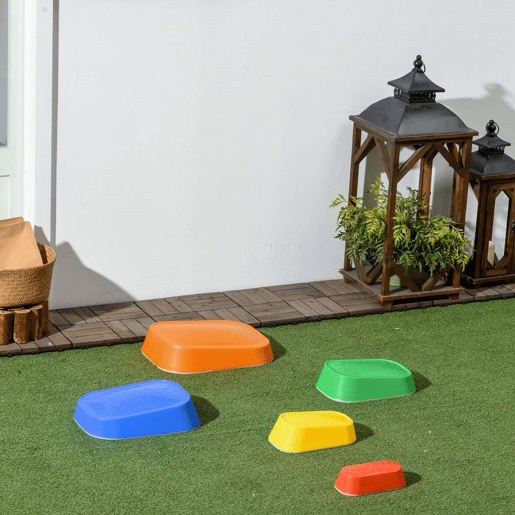ZONEKIZ Jogo de Equilíbrio para Crianças de 3-8 Anos Conjunto de 5 Degraus para Treino de Equilíbrio e Promover a Coordenação 36x27,5x31 cm Multicor