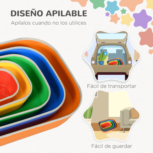 ZONEKIZ Jogo de Equilíbrio para Crianças de 3-8 Anos Conjunto de 5 Degraus para Treino de Equilíbrio e Promover a Coordenação 36x27,5x31 cm Multicor