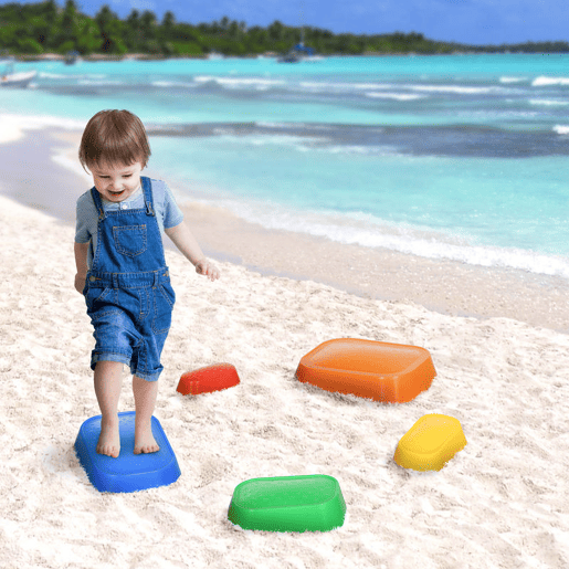 ZONEKIZ Jogo de Equilíbrio para Crianças de 3-8 Anos Conjunto de 5 Degraus para Treino de Equilíbrio e Promover a Coordenação 36x27,5x31 cm Multicor