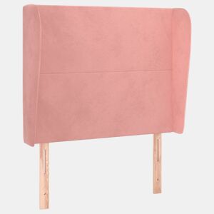 vidaXL Cabeceira cama c abas veludo 103x23x118128 cm rosa