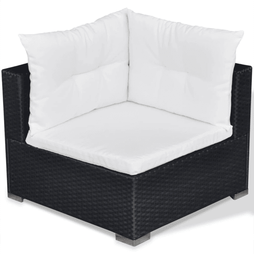 Conjunto de móveis de jardim móveis para área externa 5 peças com almofadas vime preto resina 02_0016495