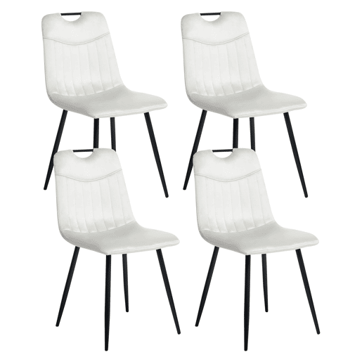 Conjunto de 4 cadeiras de jantar ARGYLE Veludo Branco creme