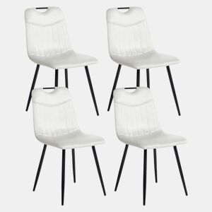 Conjunto de 4 cadeiras de jantar ARGYLE Veludo Branco creme